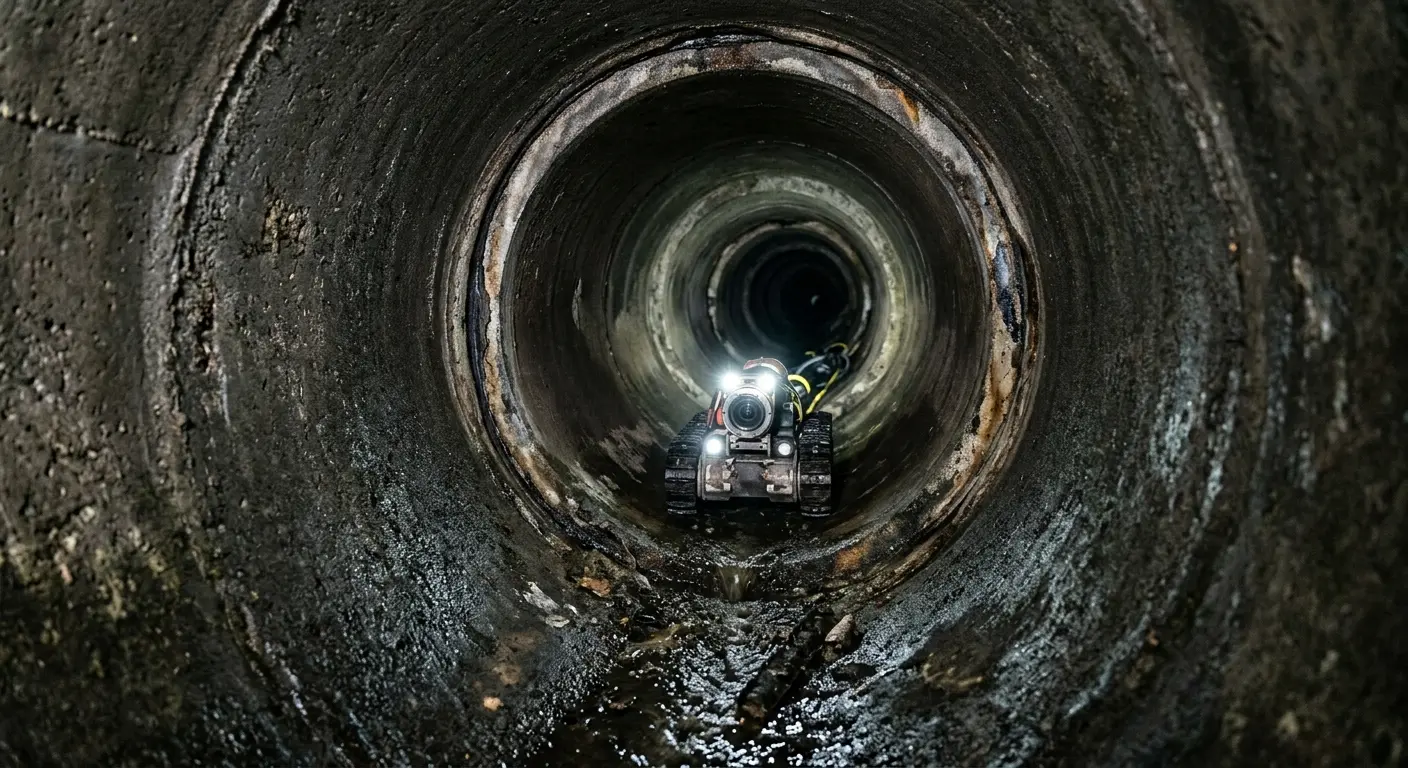 Robotic sewer camera inspecting pipe interior for Drain Snake Service in Macedonia