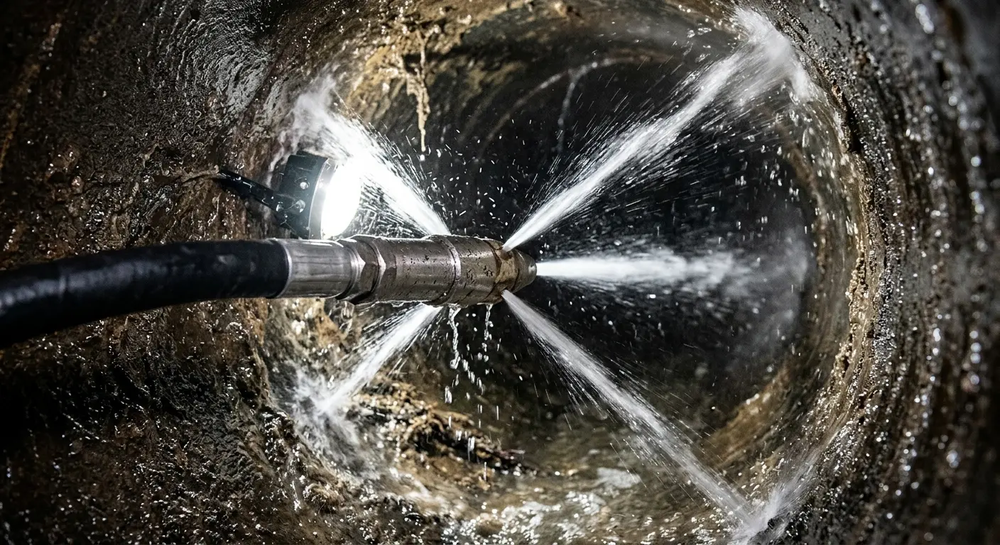 High-pressure hydro jetting nozzle cleaning sewer pipe for Storm Drain Cleaning in Macedonia